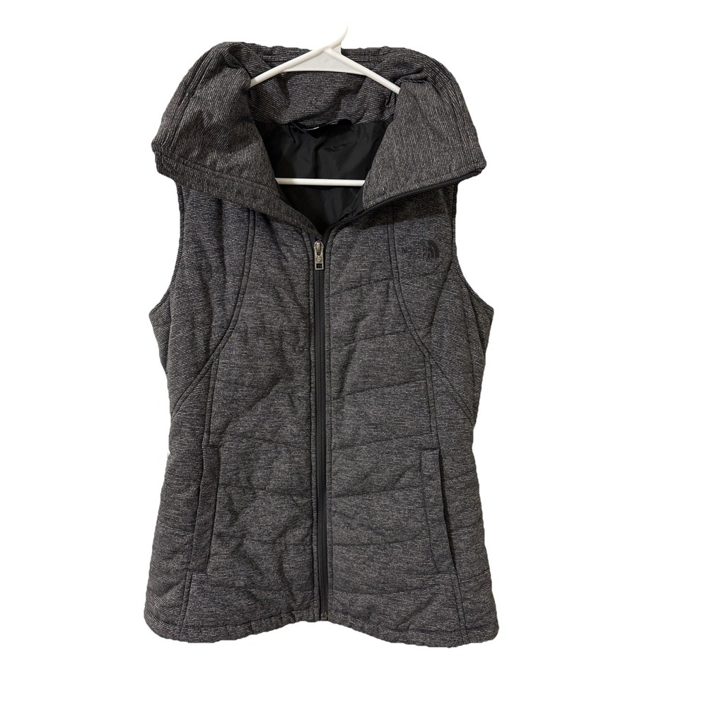 THE NORTH FACE Womens Gray Pseudio Full Zip Quilted Gilet Puffer Vest Size Small